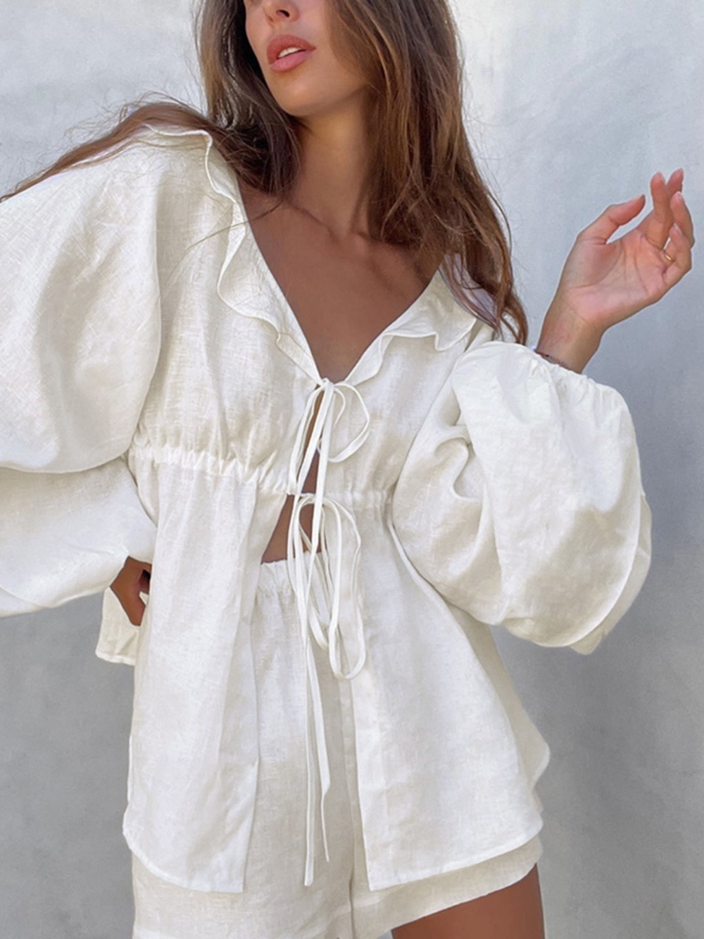 COMMENSE Cotton & Linen Cowgirl Melody BohoTwo Piece Shorts Set
